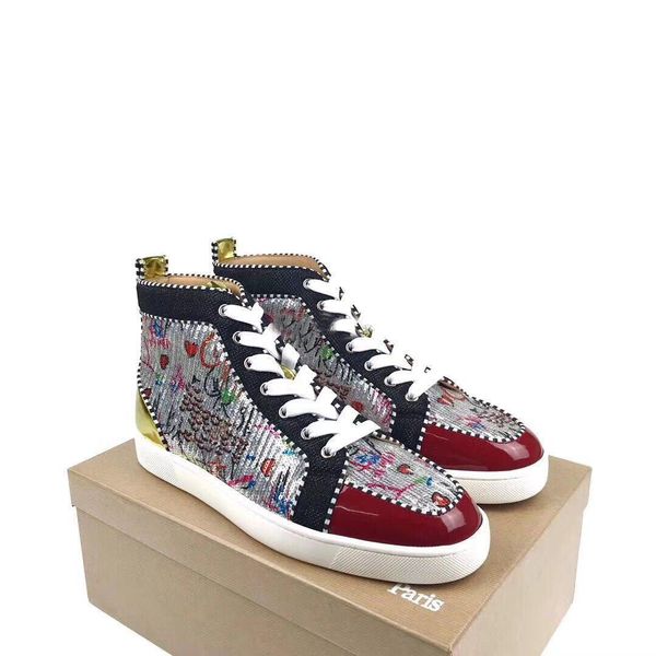 

perfect designer stylish graffiti high-red bottom sneakers shoes for men,women skateboarding luxury party wedding shoes eu:35-47, Black