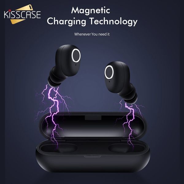 

kisscase q1 waterproof tws 5.0 wireless bluetooth earphone 3d stereo sport earphones with dual microphone auto pairing headphone