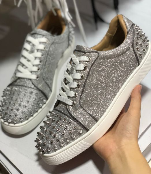 

red bottom shoes лучшие мужчины шипы кроссовки кожа замша spike кристалл кроссовки женская обувь low top flats свадьба чистка версия мульти, Black