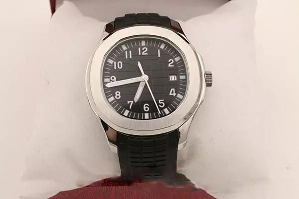 

Hot sale top Quality Packet Auto watch MeN Black Dial Silver Skeleton Rubber Band Transparent Back Aquanaut 5167/1A -001 watch