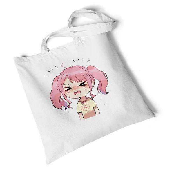 

reusable shopping bag fashion women canvas tote bags anime girl character print shoulder bags casual