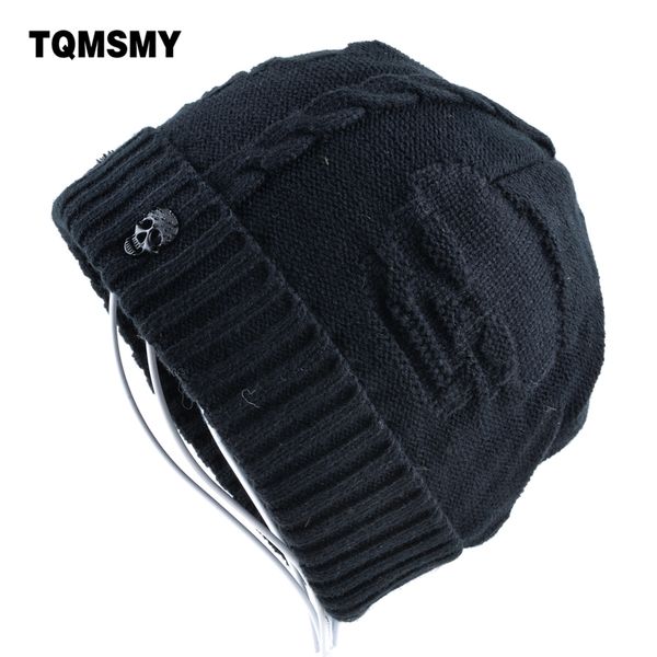 

super cool skull pattern hats for men beanies knitted wool plus velvet bone solid color hip-hop cap winter women's hat gorro cap