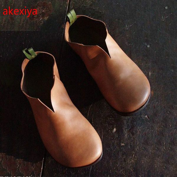 

akexiya 2019 women's retro shoes women's casual flat shoes fashion pu leather ladies soft bottom comfortable, Black
