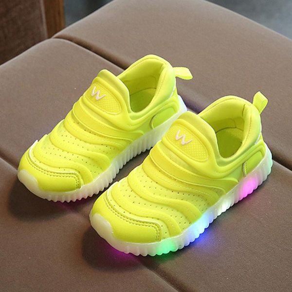 

new slip-on pu&rubber treasure casual shoes mesh face hollow boys and toddlers shoes fashion led flashing lights