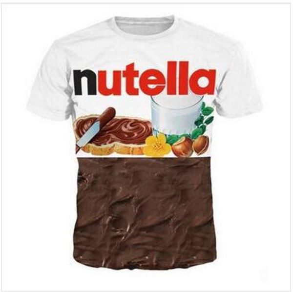 

new fashion mens/womans nutella t-shirt summer style funny 3d print casual t-shirt w0124, White;black