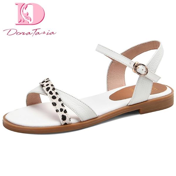 

doratasia 2020 dropship fashion big size 43 flat with genuine leather comfortable soft walking casual women's shoes sandals, Black