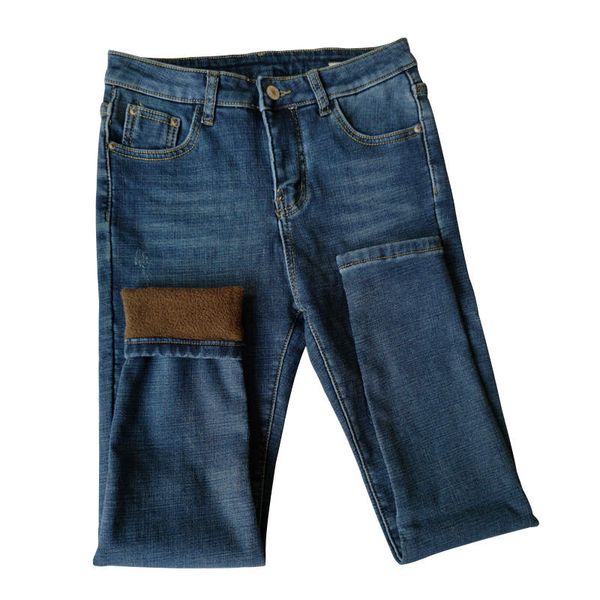 

plus velvet high waist skinny jeans woman autumn winter new thicken pencil pants denim trousers women warm lady jeans c5931, Blue