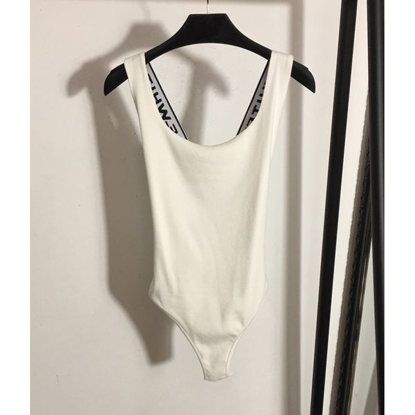 

4.18 2020 spring summer new women letter print pattern decoration crossed backless knitted jumpsuits, Black;white