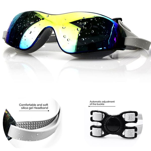 

swim eyewear colorful swim big glasses diopter anti - fog waterproof uv protection swimming goggles