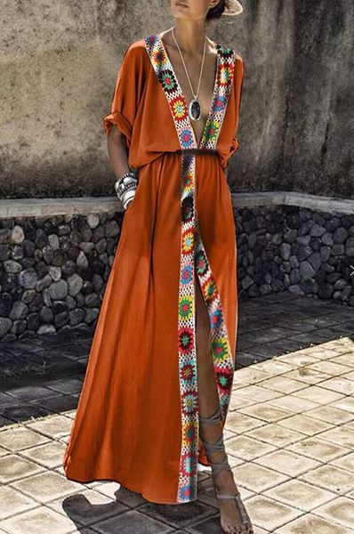 

bikini cover up beach tunic wear sarongs for women pareos woman swimwear tong patchwork dress split smocks, Blue;gray