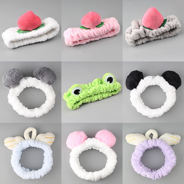 

fashionable cute girl plush ball frog elastic hair accessories lady wash face makeup antler hair accessories band, Slivery;white