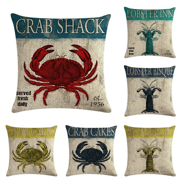 

45*45cm cushion cover 10 kinds of crab animal pillow cover square sofa cushion suitable for home decoration