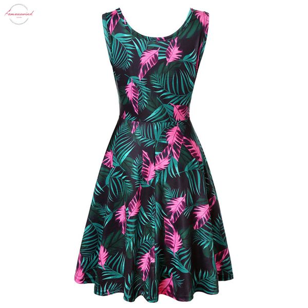 

2020 весна лето новые женщины без рукавов печати летний пляж линия повседневное платье отделка милый сладкий вечернее платье, Black;gray