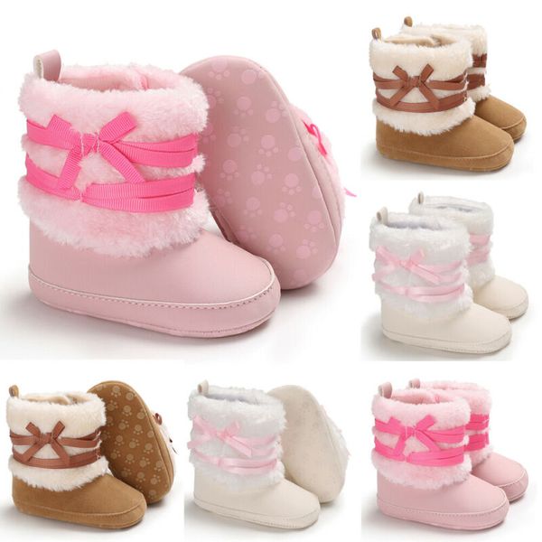 

fashion newborn baby toddler solid boy girl snow boots winter warm fur crib shoes prewalker, Black;grey