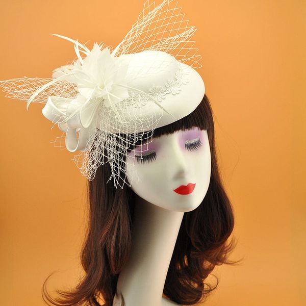 

evening gown headwear old-fashioned dinner noble feather ladies small hat womens jockey club party costume cheongsam hair accessories