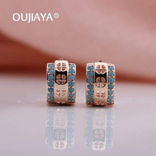 

oujiaya new arrivals 585 rose gold drop earrings hollow green natural zircon dangle earrings fine trendy jewelry a103, Silver
