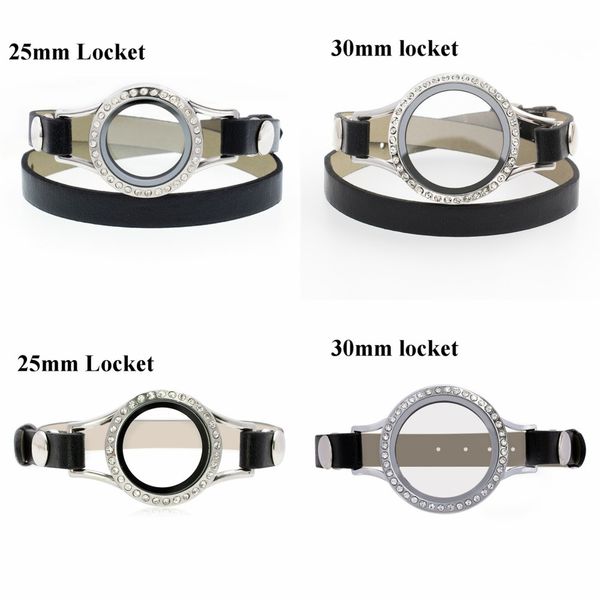 

10pc floating living memory locket bracelet 316l stainless steel floating locket with black pu bracelet fit charms