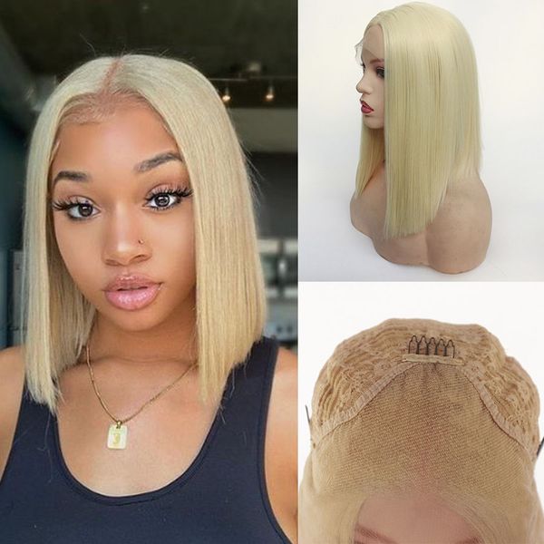 

short bob wig 13x4 lace front wigs for women gluleless synthetic hair heat resistant fiber synthetic wigs silky straight hair blonde wig