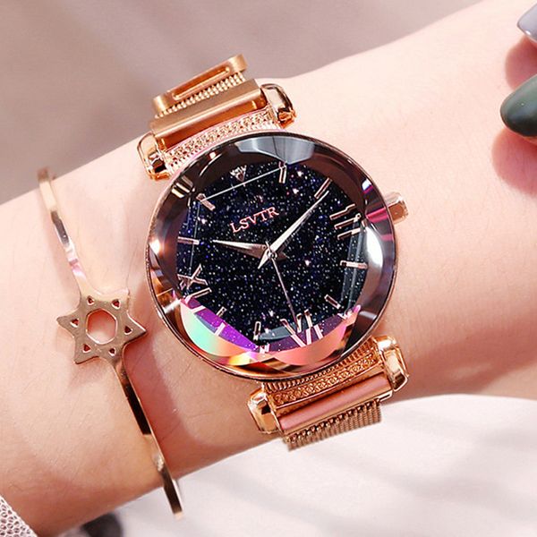 

Luxe Vrouwen Horloges Mode Elegante Magneet Gesp Rose Gouden Dameshorloge 2019 г. Нью-Стерренхемель Ромейнс Cijfer Meisje