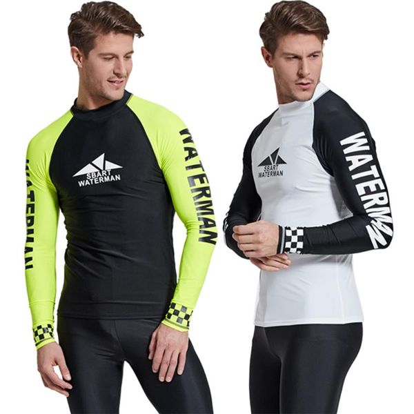 

2020 new real sbart long sleeve men sunscreen surf clothing outdoor snorkeling male sun jellyfish swimsuit rash guards surfing