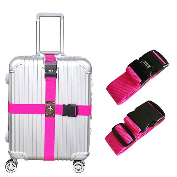 

detachable cross travel luggage strap packing belts suitcase bag security straps with lock yu-home, Black;white
