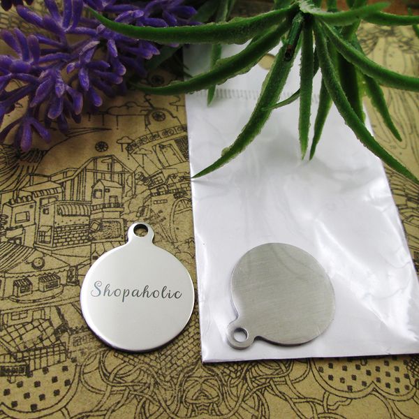 

40pcs--"shopaholic"stainless steel charms more style for choosing diy charms pendants for necklace, Bronze;silver