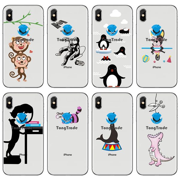 

[tongtrade] soft silicone tpu case for iphone 11 pro 8 7 6s 5s x xs max plus cartoon cat dog little alligator baby crocodile penguin case