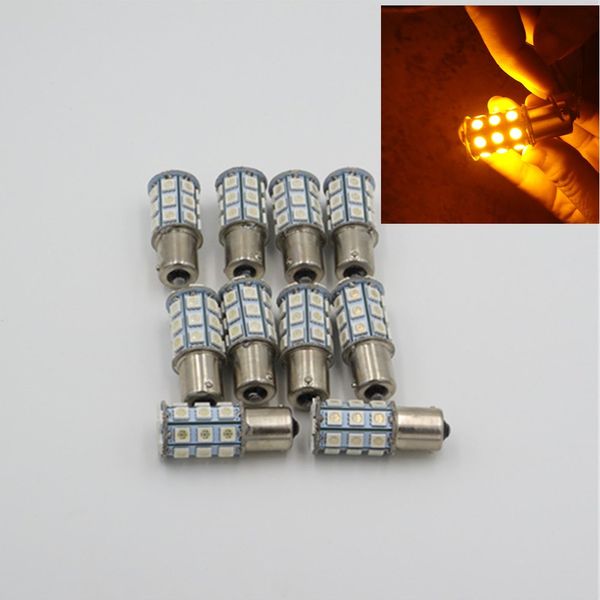 

10pcs amber/yellow bau15s 1156py py21w 27smd tail brake/backup/turn signal led light bulbs 12v