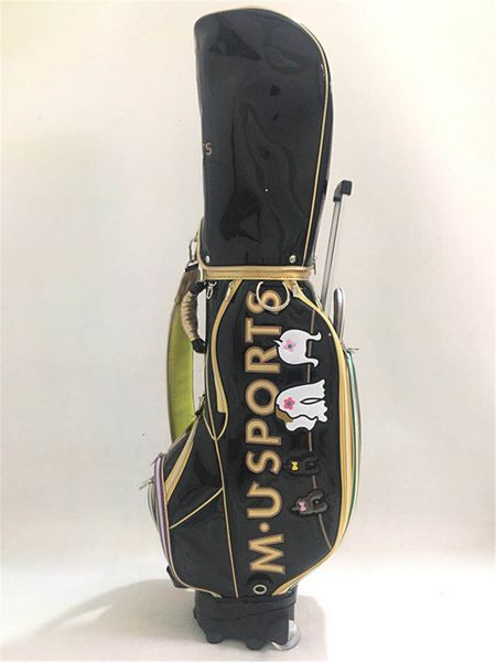 

new mu sports golf bag with wheel pu leather tie rod standard ball package golf clubs cart bag with rain cover 3 colours
