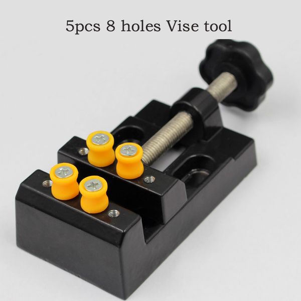 

8 holes aluminium alloy vise nutcracker table clamp olive bodhi gig watch jewelrymaker hand carpenter diy tool, Black;blue