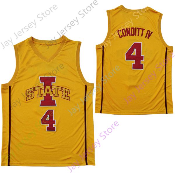 

2020 new ncaa iowa state cyclones jerseys 4 conditt iv college basketball jersey yellow dark grey size youth adult, Black;red