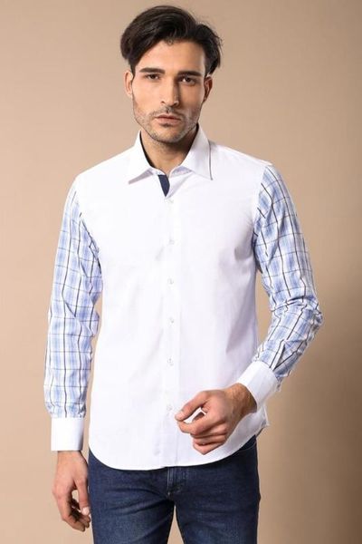 

sleeve plaid white white male shirt unimart shop | wessi, White;black