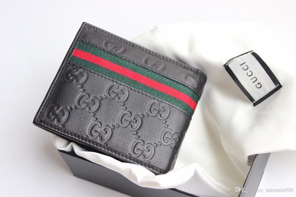 

with box 2020 men leather classic luxurys wallet casual short designers card holder holder pocket fashion wallets men wallet,0007, Red;black