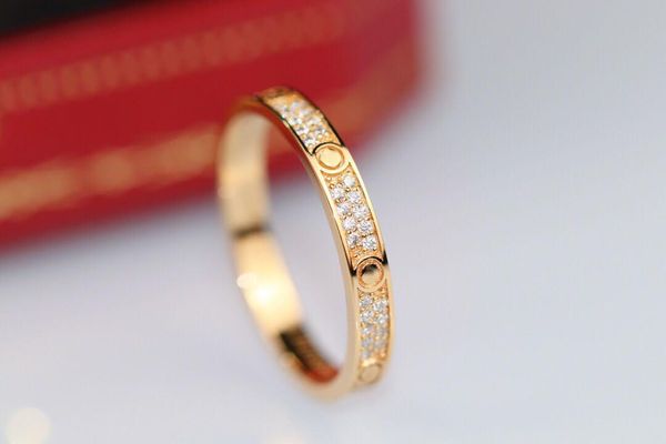 

with logo and original box 925 sterling silver diamond designer rings for women engagement wedding luxury jewelry couples lover gift, Golden;silver