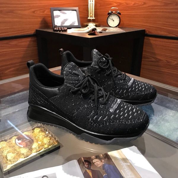 

i1 fashion casual shoes sports shoes men's sneakers comfortable breathable knitted uppers original box packaging zapatos hombre, Black