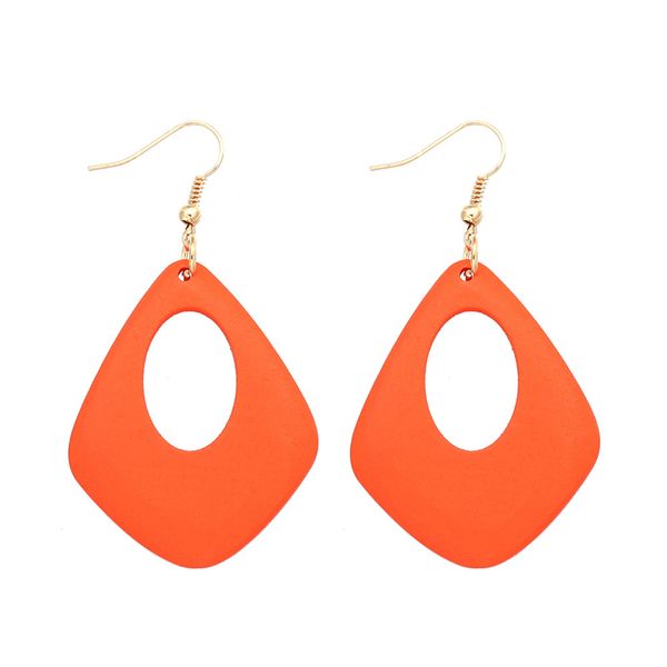

new orange statement wooden dangle earrings for women handmade long hanging drop earrings femme jewelry gift, Silver