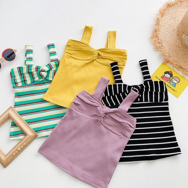 

summer 2020 girls shirts candy color for kids sleeveless toddler undershirts casual baby t-shirts clothing, Blue