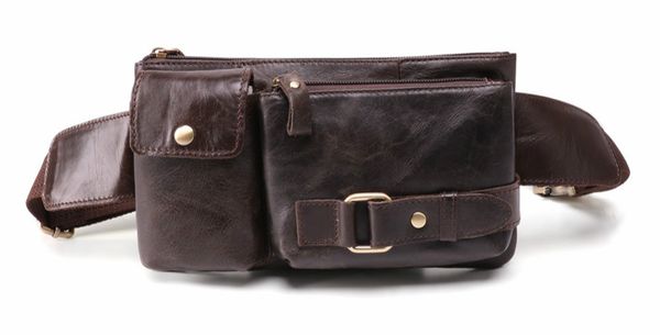 

winsun genuine leather waist bag multi-function men waist pack funny pack belt bag for phone pouch bolso men vintage chest bag