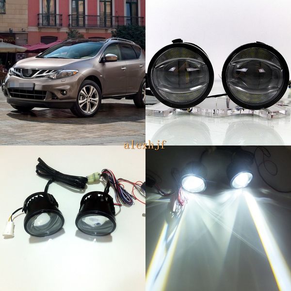 

july king 1600lm 24w 6000k led light guide q5 lens fog lamp + 1000lm 14w day running lights drl case for nissan murano z51 2008-14