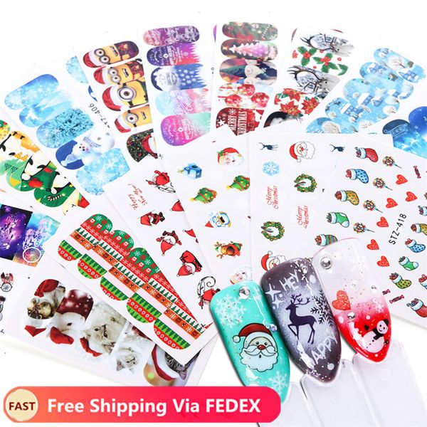 

16pcs nail наклейка 3d art christmas табличка снеговик ногти обертывание снежинка клей slider маникюр украшение tip tool, Black