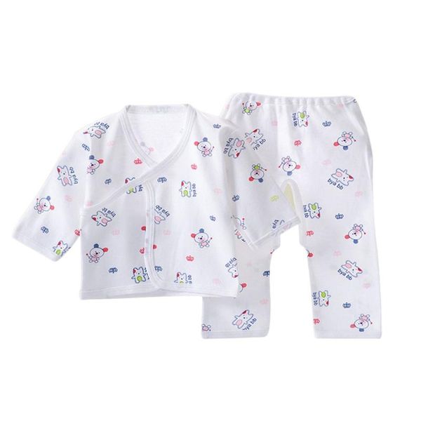 

outad 2pcs infant comfortable newborn baby sets clothing soft cotton underwear set baby clothing suit for 0-3 months all seasons, White