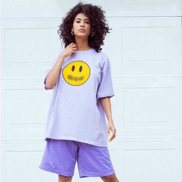 

the fashion woman loose summer t shirt black yellow purple white four colors smile pattern printed brand tees/your boyfriend can also wear