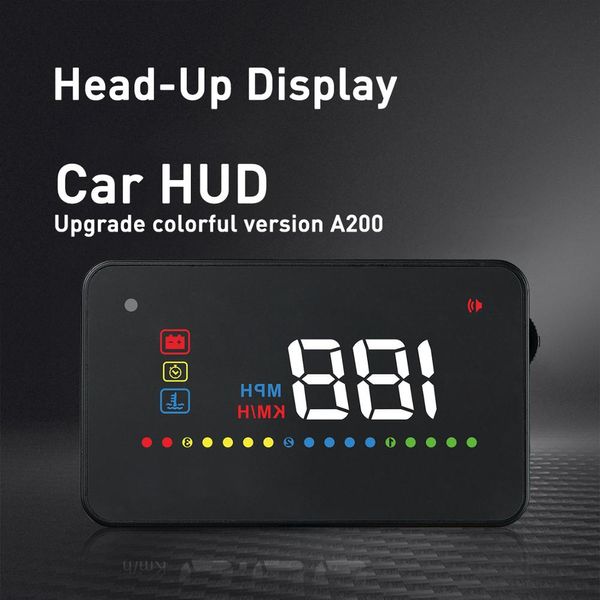 

hud a200 3. 5inch screen auto car gps hud head up display + obd2 obdii km/h mph overspeed warning windshield interface alarm