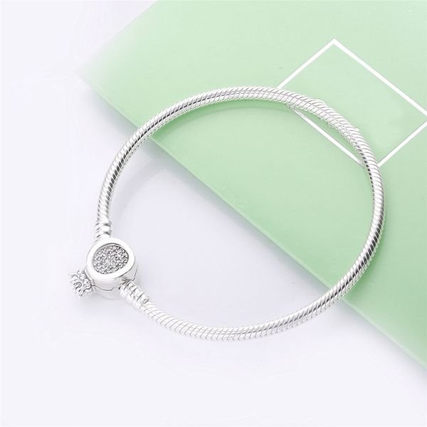 

real 925 sterling silver shining crown o chain buckle bracelet fit european charm bracelets women jewelry, Black