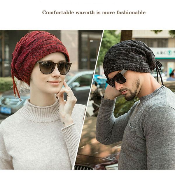 

new trendy mens ladies knitted woolly winter oversized slouch beanie hat cap one pieces, Blue;gray