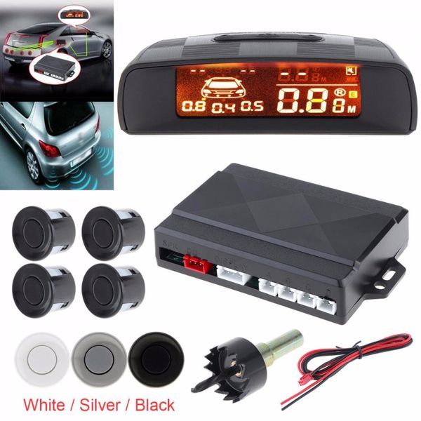 

car parktronic led parking sensor with 4 sensors reverse backup car parking radar monitor detector system with lcd display