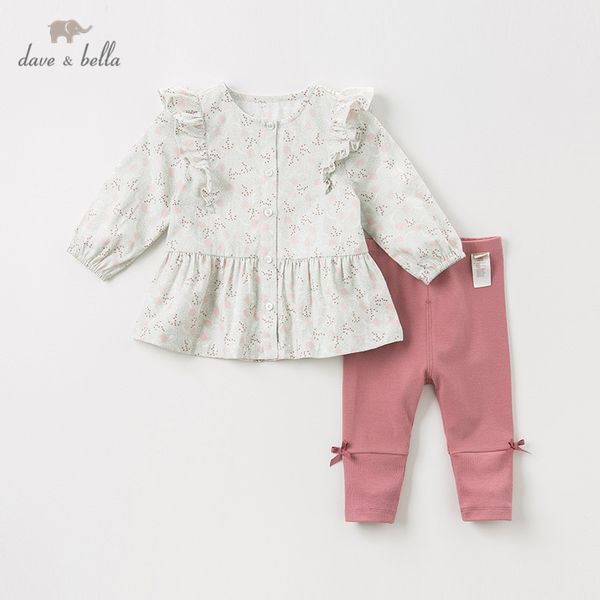 

дэйв белла осень baby girls мода ruched лук комплекты одежды дети милые наборы с длинным рукавом дети 2 шт костюм t200414, White