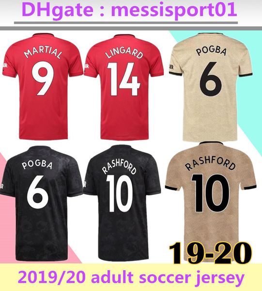 

new 2019/20 manchester home away third 2019/20 united soccer jerseys pogba 19 20 martial rashford lingard united football shirt, Black;yellow