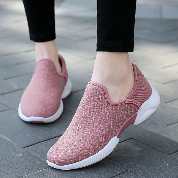 

women casual shoes fashion breathable walking mesh slip on flat shoes sneakers women 2020 tenis feminino pink black white 42