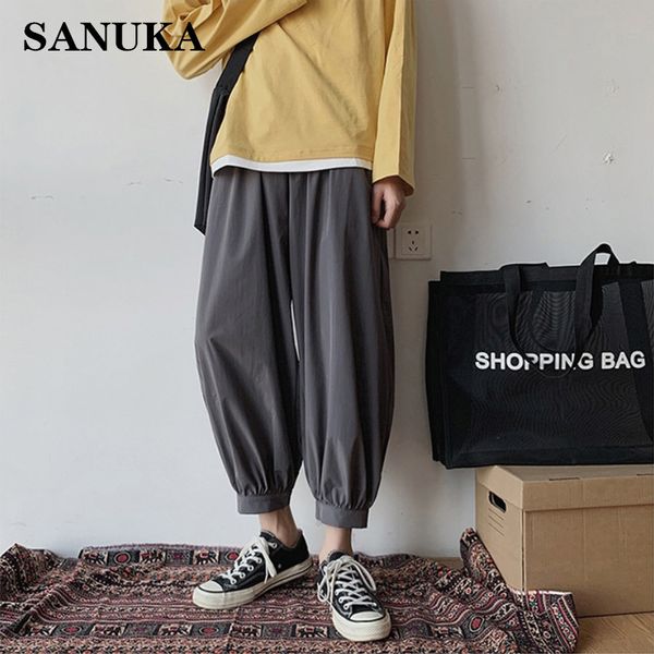 

2020 pants male hip-hop trend harlan nine-point pants straight loose large size beam feet feet couple, Black